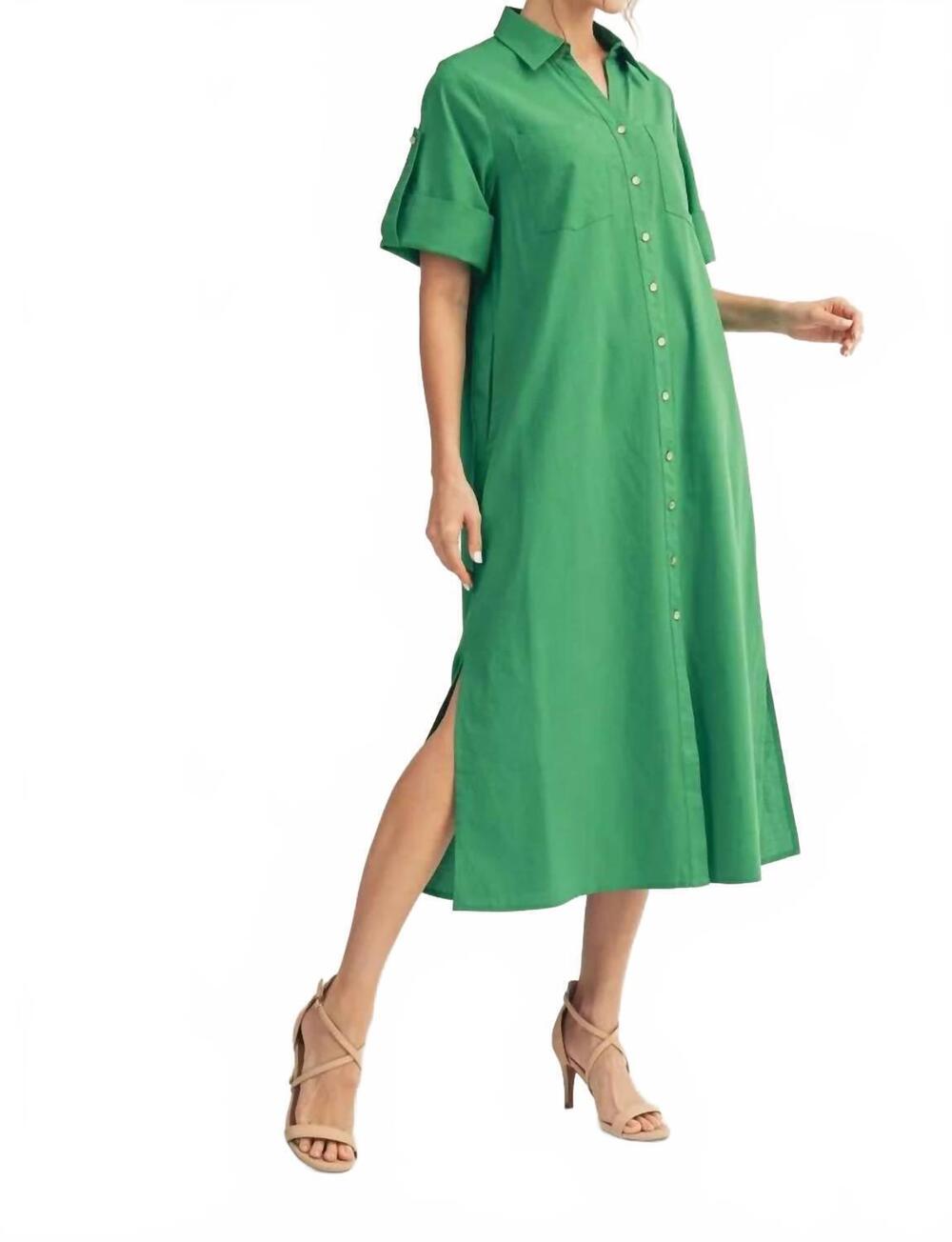 NEW JODIFL women's button down midi dress in green